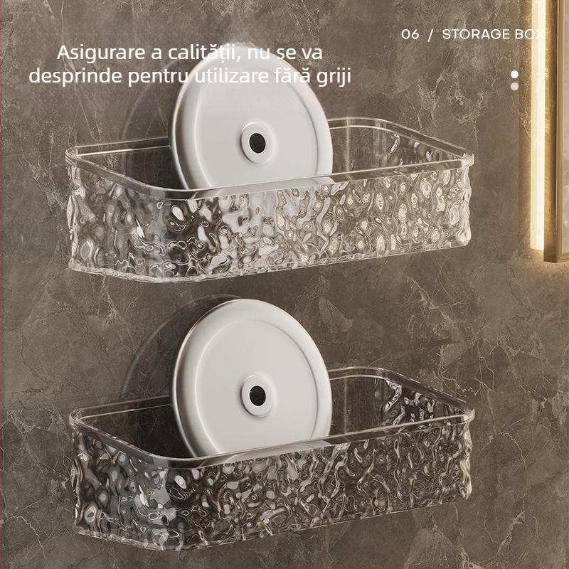Zexi poliță de baie cu model glaciar, acrilic, montat pe perete, fără găuri, 10-15 kg