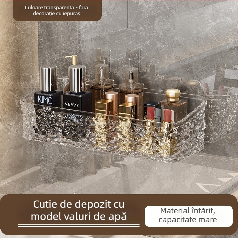 Zexi poliță de baie cu model glaciar, acrilic, montat pe perete, fără găuri, 10-15 kg