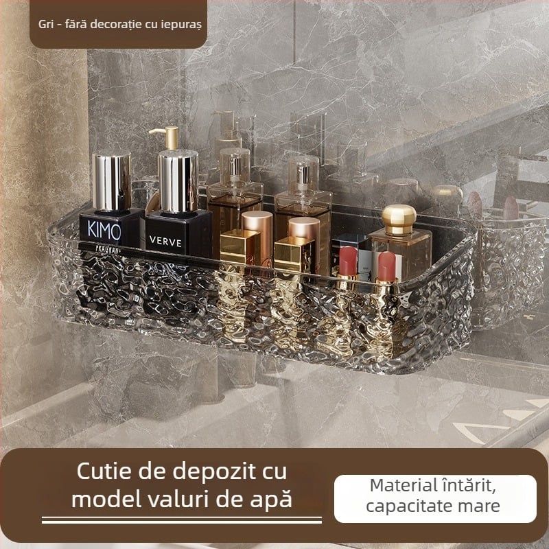 Zexi poliță de baie cu model glaciar, acrilic, montat pe perete, fără găuri, 10-15 kg
