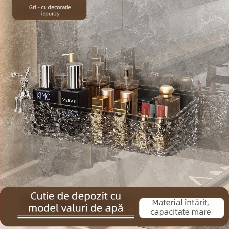 Zexi poliță de baie cu model glaciar, acrilic, montat pe perete, fără găuri, 10-15 kg
