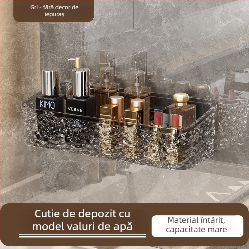 Zexi poliță de baie cu model glaciar, acrilic, montat pe perete, fără găuri, 10-15 kg
