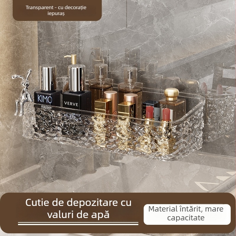 Zexi poliță de baie cu model glaciar, acrilic, montat pe perete, fără găuri, 10-15 kg