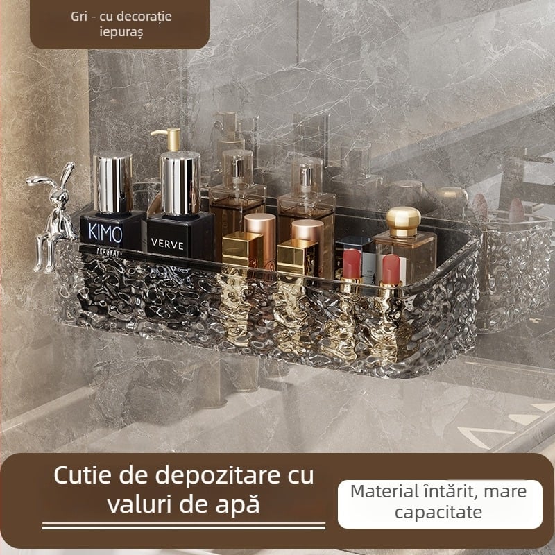 Zexi poliță de baie cu model glaciar, acrilic, montat pe perete, fără găuri, 10-15 kg