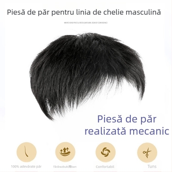 Perucă pentru bărbați cu mecanism FK15 – păr real uman, drept, bucată de păr, poate fi vopsită