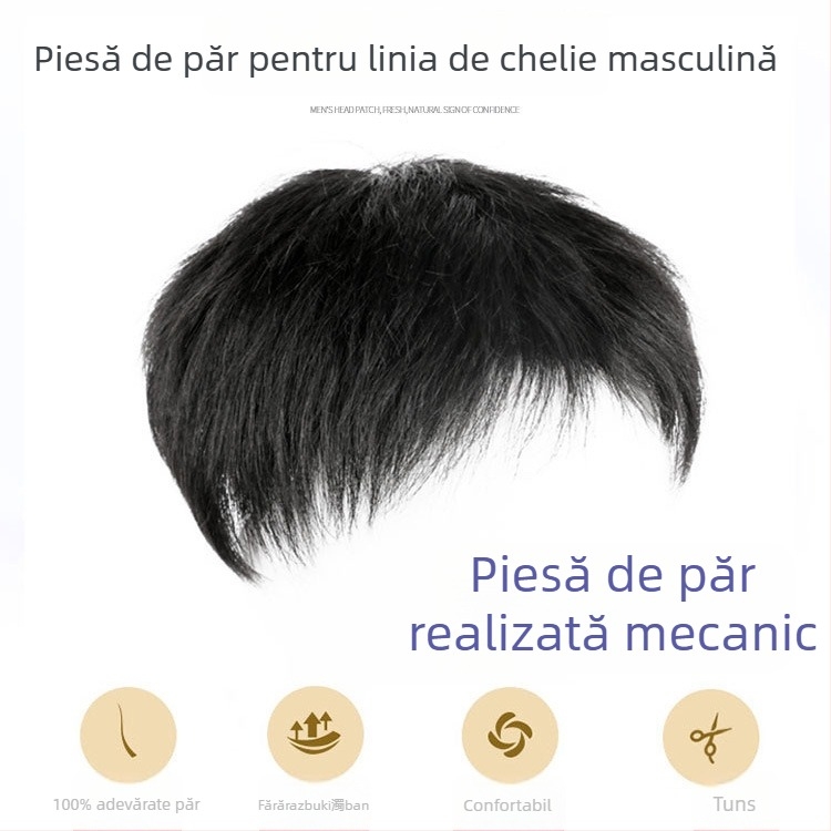 Perucă pentru bărbați cu mecanism FK15 – păr real uman, drept, bucată de păr, poate fi vopsită