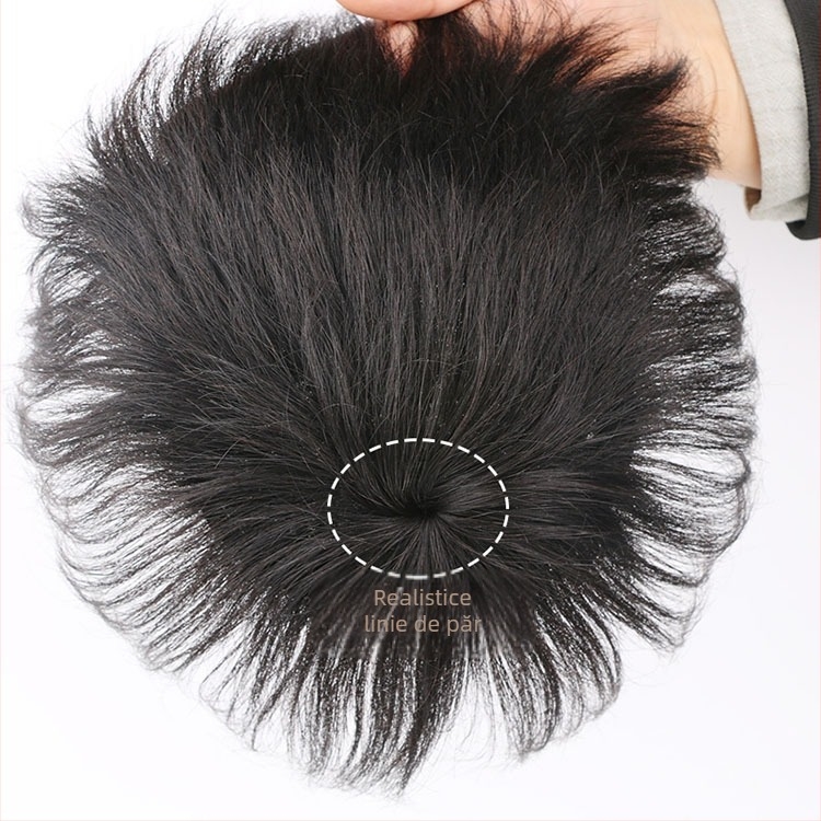 Perucă pentru bărbați cu mecanism FK15 – păr real uman, drept, bucată de păr, poate fi vopsită