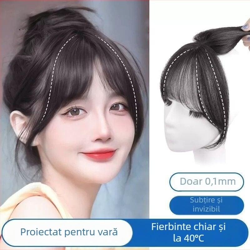 Perucă cu breton franțuzesc, păr din sârmă rezistentă la temperaturi mari, croi drept