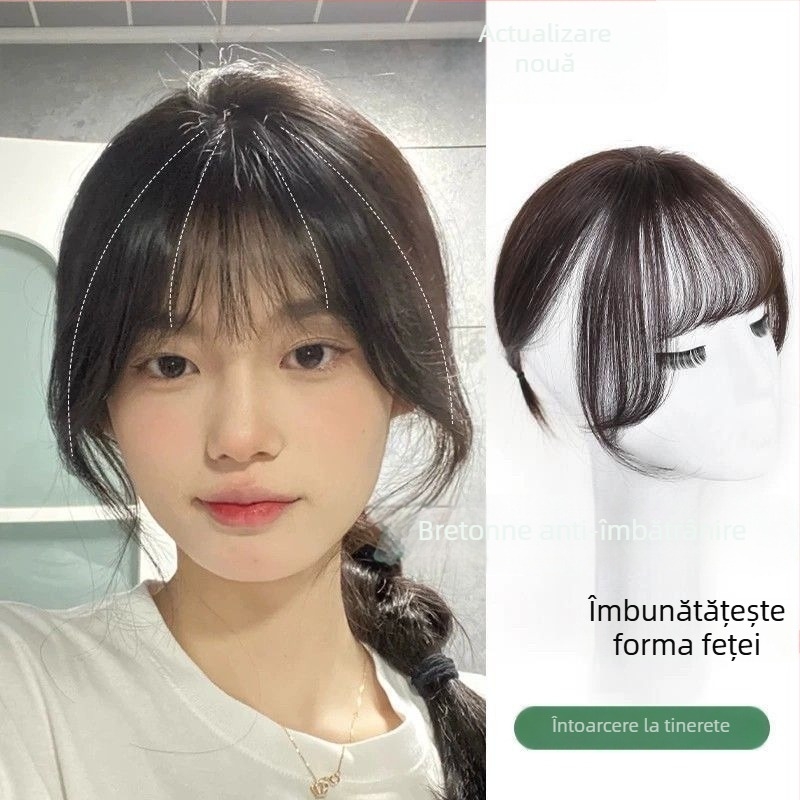 Perucă cu breton franțuzesc, păr din sârmă rezistentă la temperaturi mari, croi drept