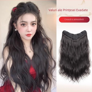 Perucă dintr-un singur păr cu bucle în valuri de apă, ușoară, aspect natural, construcție cu mecanism, mătase amestecată