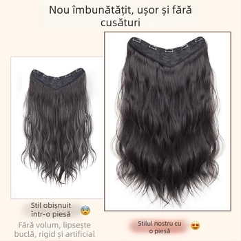 Perucă dintr-un singur păr cu bucle în valuri de apă, ușoară, aspect natural, construcție cu mecanism, mătase amestecată