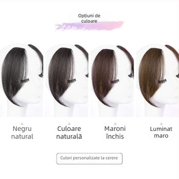 Perucă din păr natural cu Eight-Character Bangs, breton lung, țesută mecanic și manual, potrivită pentru vopsire și permamentare