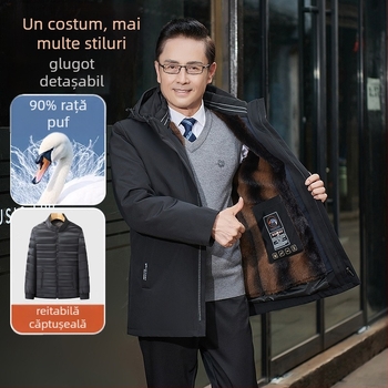 Geacă din puf de gâscă cu căptușeală detașabilă – exterior acrilic, grosime extra 501–600 g/m², căptușeală termică, păstrează căldura