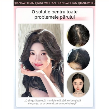 Extensii de păr — păr real uman, semi-croșetat manual, păr drept, model 9×9 breton în formă de opt, poate fi vopsit și îndreptat.