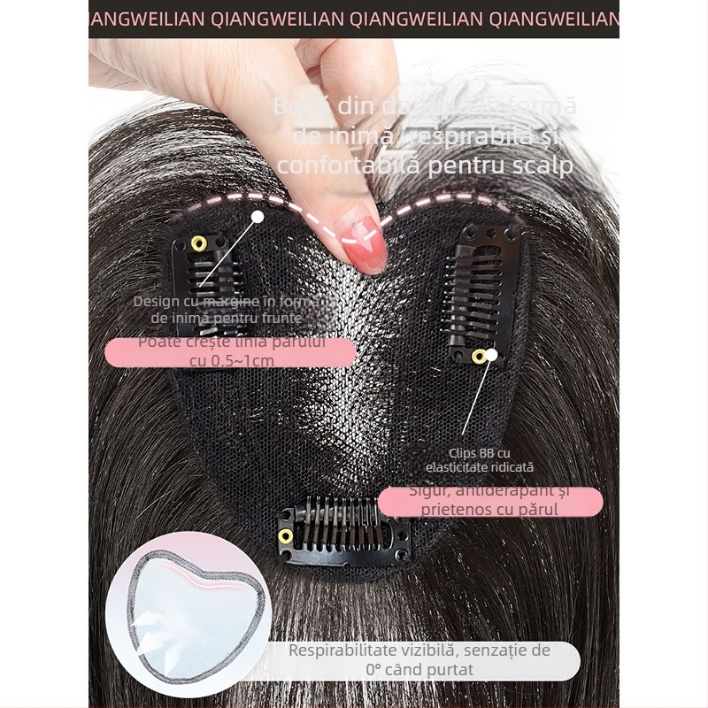 Extensii de păr — păr real uman, semi-croșetat manual, păr drept, model 9×9 breton în formă de opt, poate fi vopsit și îndreptat.