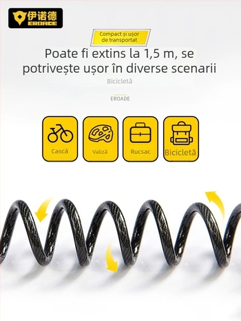 Încuietoare cu cod pentru cască, bicicletă de munte, cărucior și bagaje - metal, EROADE, unisex