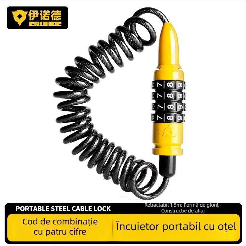 Încuietoare cu cod pentru cască, bicicletă de munte, cărucior și bagaje - metal, EROADE, unisex