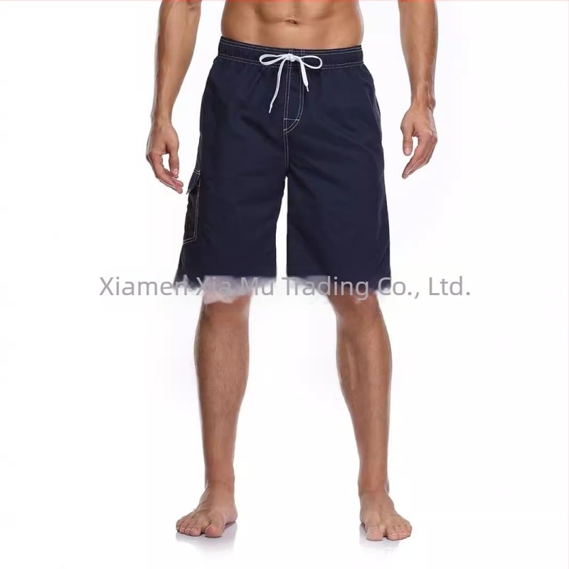 Șorturi de plajă pentru bărbați, material poliester tricotat, uscare rapidă, croială dreaptă, buzunare multiple