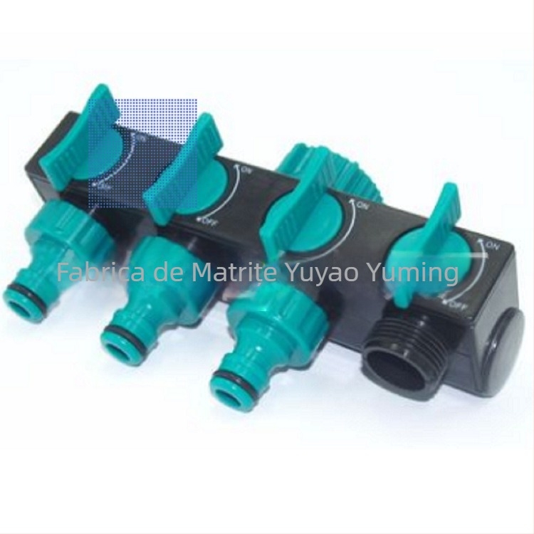 Distribuitor furtun de grădină – divizor cu patru ieșiri pentru irigare, ABS, 0,26 kg, presiune apă 8 kg, împarte un robinet în patru ieșiri