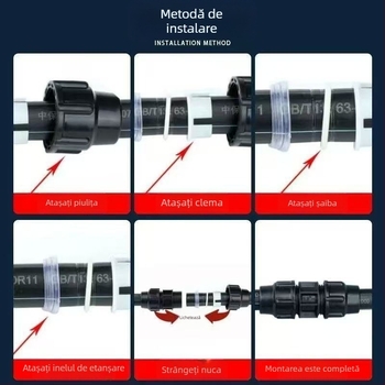 Conector pentru țevi de apă cu ventil Tee, material PP, nucleu din plastic personalizat
