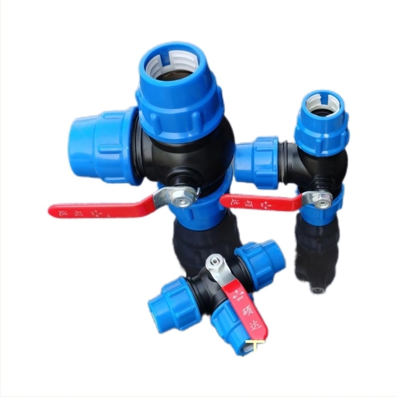 Conector pentru țevi de apă cu ventil Tee, material PP, nucleu din plastic personalizat