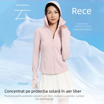 Jachetă de protecție UV pentru femei, cu glugă, din nailon, uscare rapidă, respirabilă, UPF50+, ușoară, pentru vară și toamnă