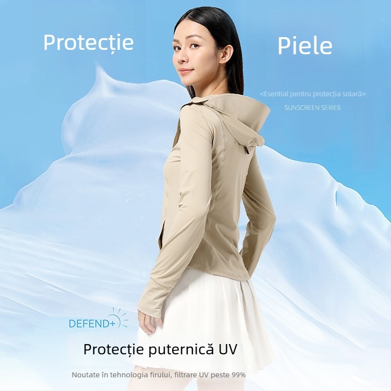 Jachetă de protecție UV pentru femei, cu glugă, din nailon, uscare rapidă, respirabilă, UPF50+, ușoară, pentru vară și toamnă