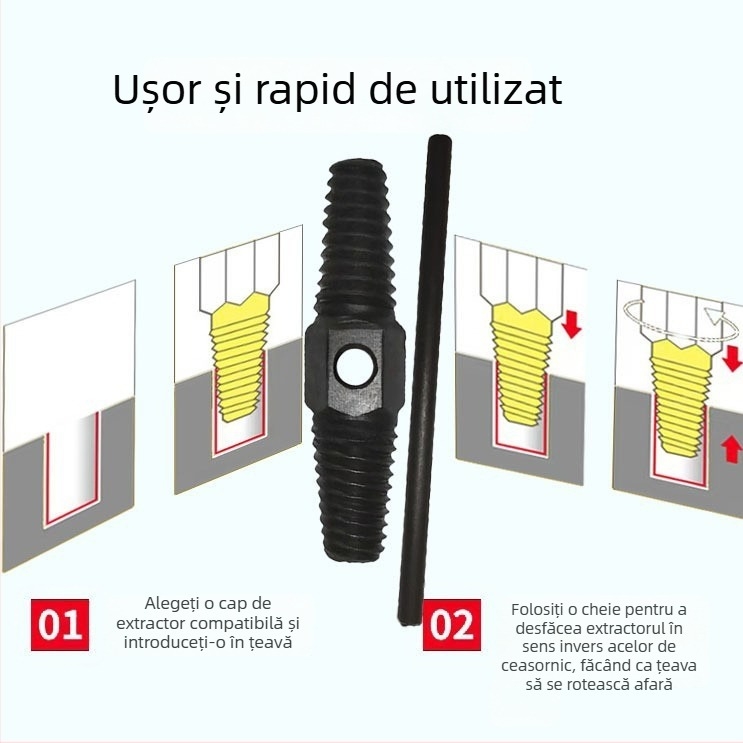 Extractoare de filet cu două capete și îndepărtător de țevi – pentru uz casnic și industrial, manual, oțel carbon, TX