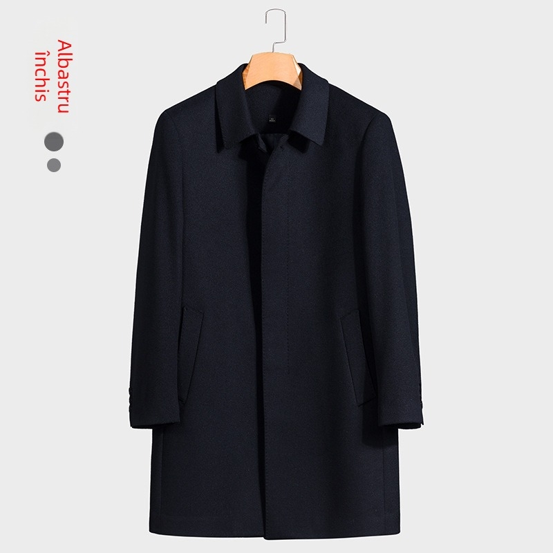 Palton pentru bărbați din lână 100% – lungime medie, toamnă-iarnă 2025, stil business casual