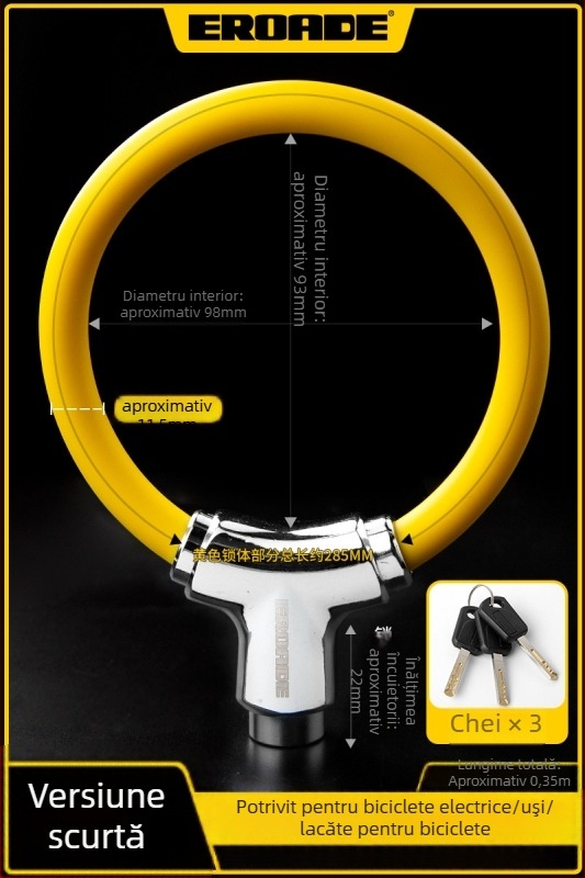 Lacăt pentru bicicletă EROADE — Portabil, Anti-furt, Unisex, Personalizare Disponibilă, Material: Altul