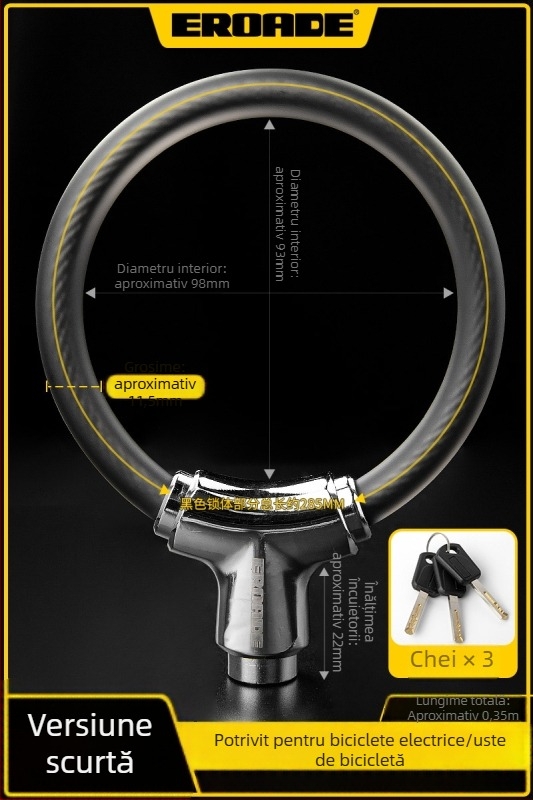Lacăt pentru bicicletă EROADE — Portabil, Anti-furt, Unisex, Personalizare Disponibilă, Material: Altul