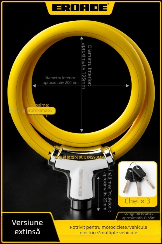 Lacăt pentru bicicletă EROADE — Portabil, Anti-furt, Unisex, Personalizare Disponibilă, Material: Altul