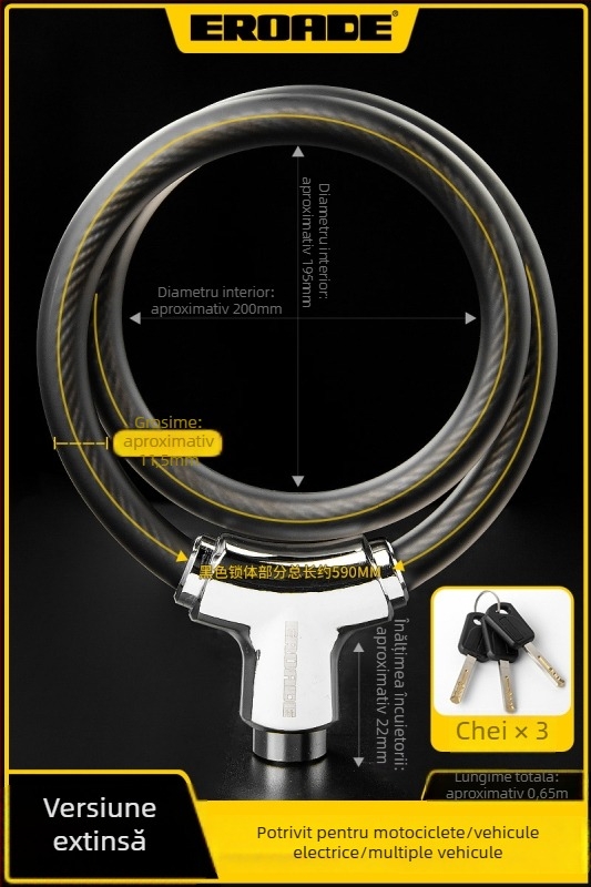 Lacăt pentru bicicletă EROADE — Portabil, Anti-furt, Unisex, Personalizare Disponibilă, Material: Altul