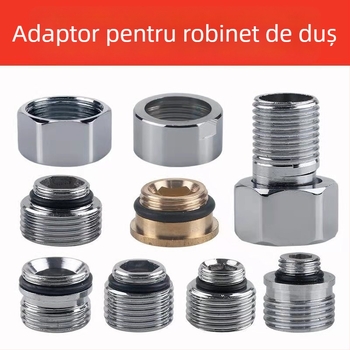Accesorii pentru robinetul de amestec - Fitinguri din cupru și oțel inoxidabil; Capac hexagonal pentru robinetul de amestec (oțel inoxidabil); Uniune de duș din oțel inoxidabil (2 piese cu garnitură); Capac rotund de separare a apei; Știfturi din cupru (se