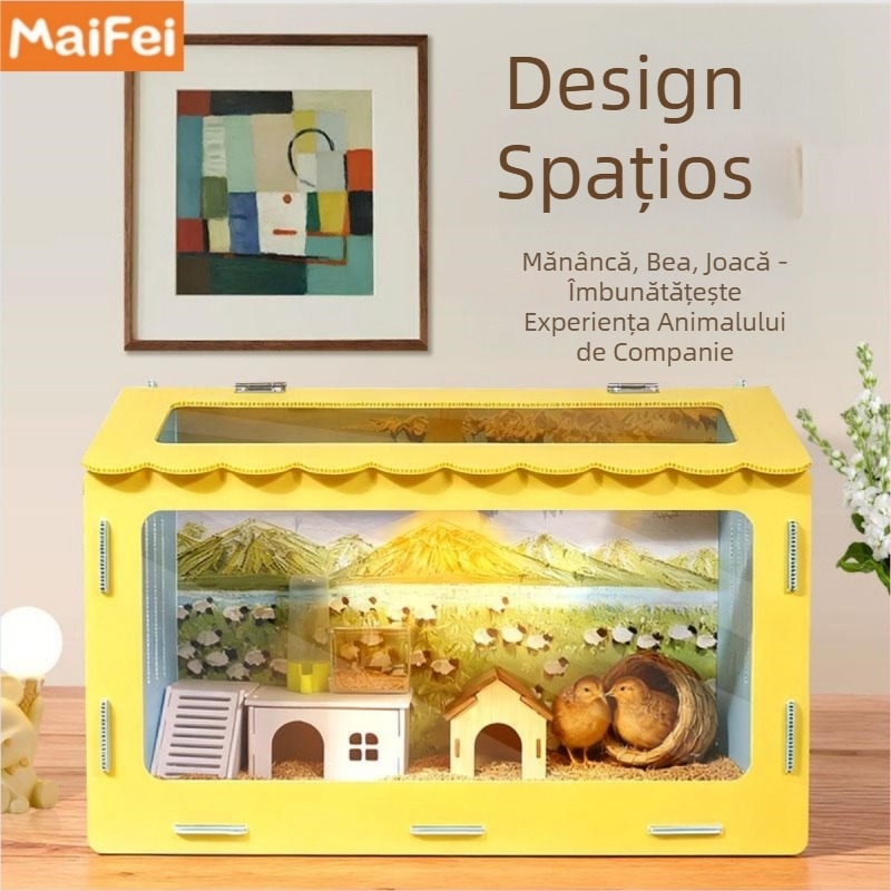 Cușcă panoramică pentru hamster cu cuib detașabil și sigur — adăpost pentru toate anotimpurile pentru animale de companie mici; origine Yiwu; material: Altul; marcă: Altul