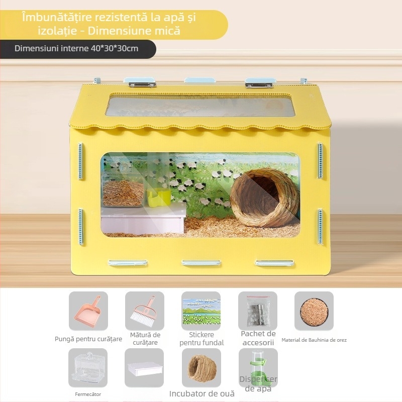 Cușcă panoramică pentru hamster cu cuib detașabil și sigur — adăpost pentru toate anotimpurile pentru animale de companie mici; origine Yiwu; material: Altul; marcă: Altul
