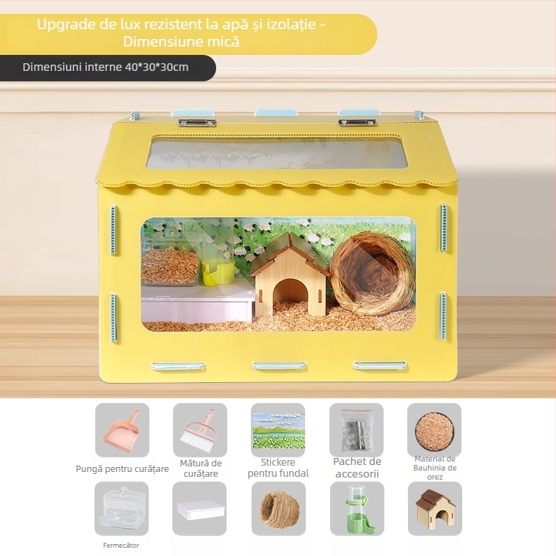 Cușcă panoramică pentru hamster cu cuib detașabil și sigur — adăpost pentru toate anotimpurile pentru animale de companie mici; origine Yiwu; material: Altul; marcă: Altul