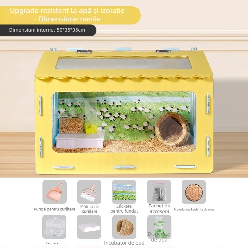 Cușcă panoramică pentru hamster cu cuib detașabil și sigur — adăpost pentru toate anotimpurile pentru animale de companie mici; origine Yiwu; material: Altul; marcă: Altul