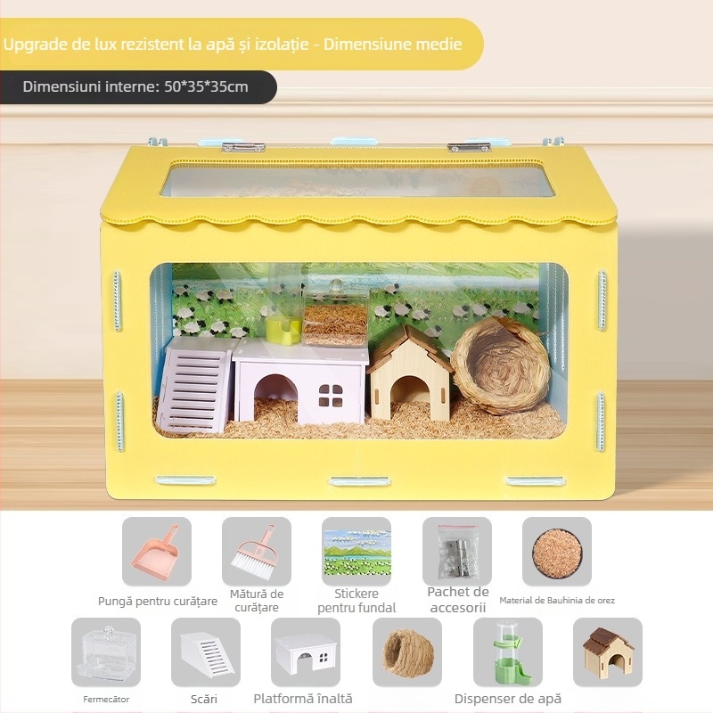 Cușcă panoramică pentru hamster cu cuib detașabil și sigur — adăpost pentru toate anotimpurile pentru animale de companie mici; origine Yiwu; material: Altul; marcă: Altul