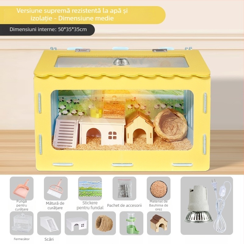 Cușcă panoramică pentru hamster cu cuib detașabil și sigur — adăpost pentru toate anotimpurile pentru animale de companie mici; origine Yiwu; material: Altul; marcă: Altul