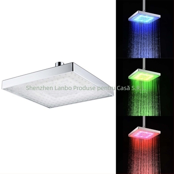 Cap de duș superior din ABS cu LED și funcție ploaie, model 8030-C1, temperatură de lucru 0–60°C, conectare filetată