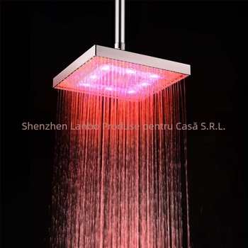 Cap de duș superior din ABS cu LED și funcție ploaie, model 8030-C1, temperatură de lucru 0–60°C, conectare filetată