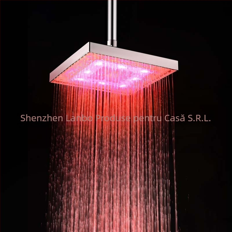 Cap de duș superior din ABS cu LED și funcție ploaie, model 8030-C1, temperatură de lucru 0–60°C, conectare filetată