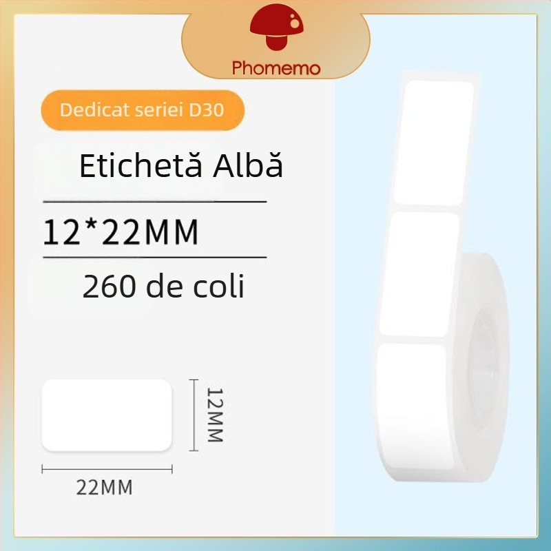 Phomemo D30 imprimantă etichete - hârtie de etichete termică transparentă, etichete autoadezive cu nume, 3 role