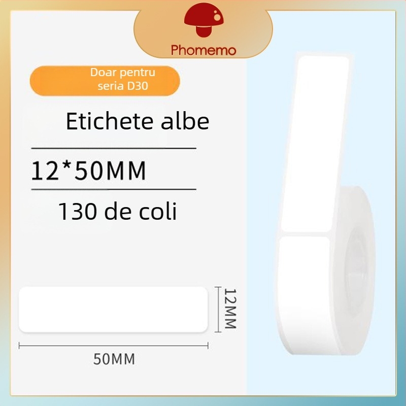 Phomemo D30 imprimantă etichete - hârtie de etichete termică transparentă, etichete autoadezive cu nume, 3 role