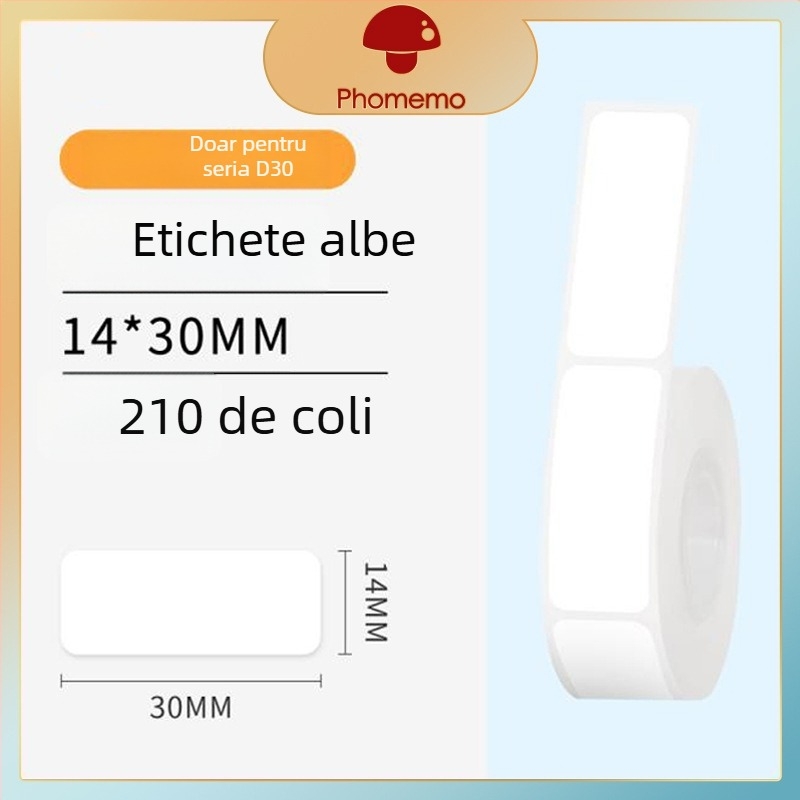 Phomemo D30 imprimantă etichete - hârtie de etichete termică transparentă, etichete autoadezive cu nume, 3 role