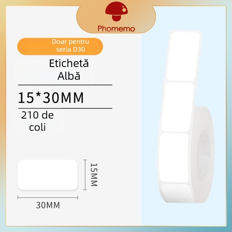 Phomemo D30 imprimantă etichete - hârtie de etichete termică transparentă, etichete autoadezive cu nume, 3 role