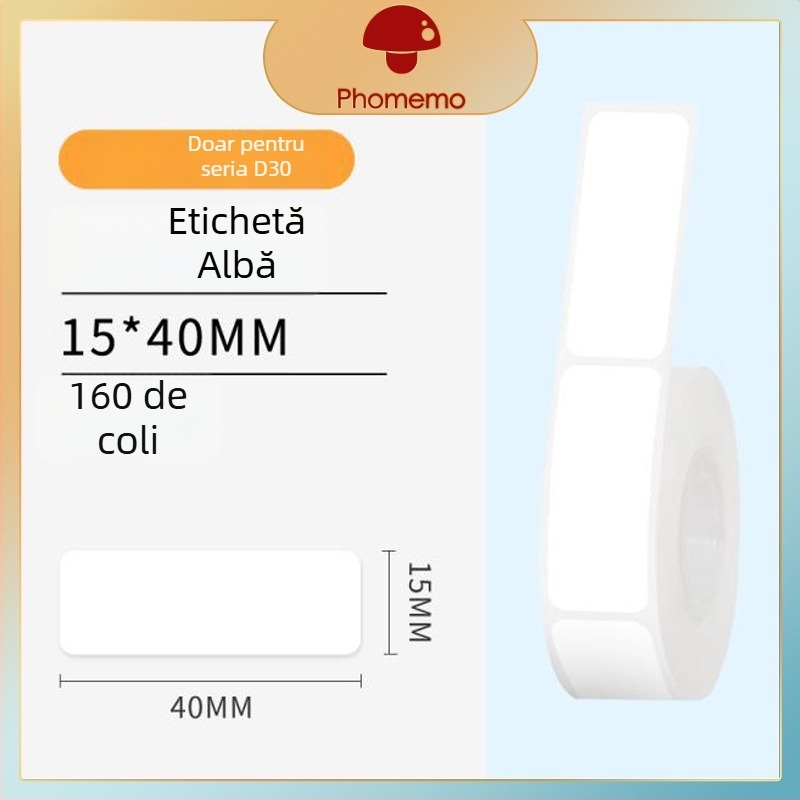 Phomemo D30 imprimantă etichete - hârtie de etichete termică transparentă, etichete autoadezive cu nume, 3 role