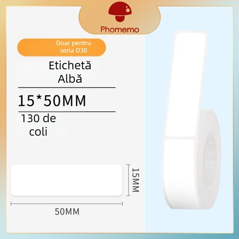 Phomemo D30 imprimantă etichete - hârtie de etichete termică transparentă, etichete autoadezive cu nume, 3 role