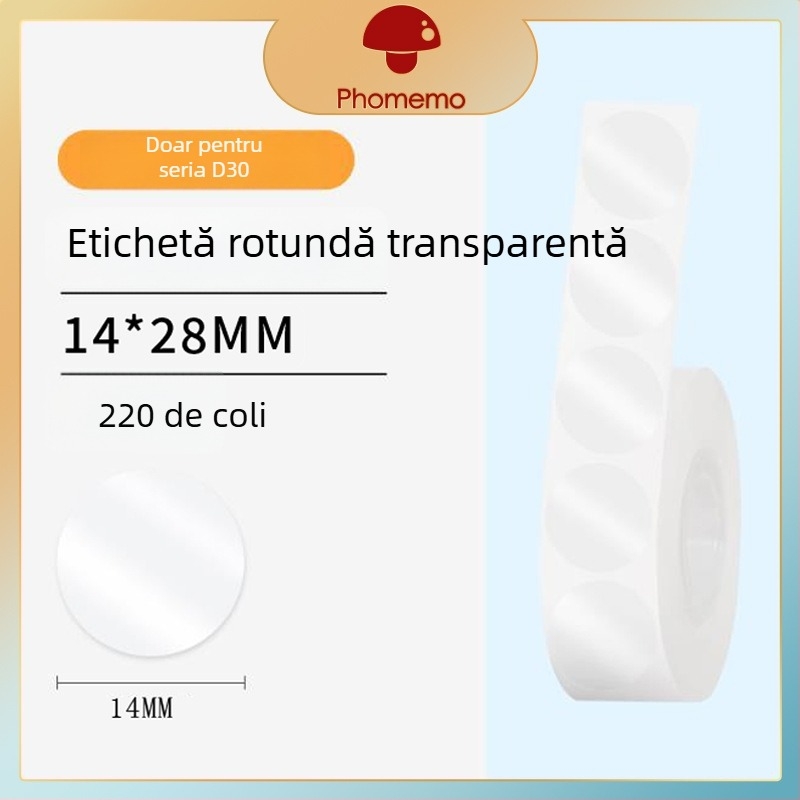 Phomemo D30 imprimantă etichete - hârtie de etichete termică transparentă, etichete autoadezive cu nume, 3 role