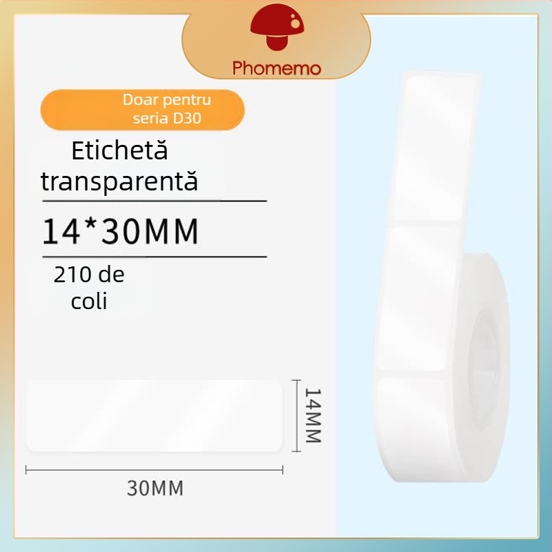 Phomemo D30 imprimantă etichete - hârtie de etichete termică transparentă, etichete autoadezive cu nume, 3 role